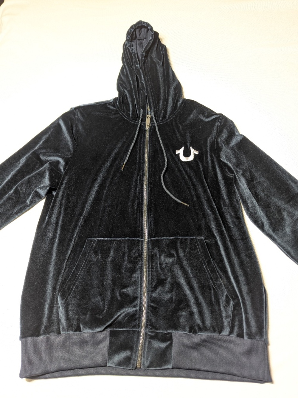 NWT True Religion Velour Zip-Up Hoodie - Size L